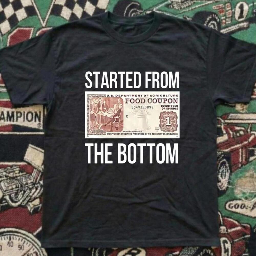Black Started From The Bottom Food Stamp Tee